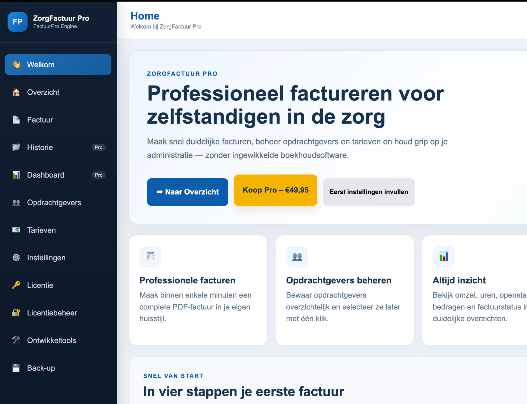 Screenshot of ZorgFactuurPro